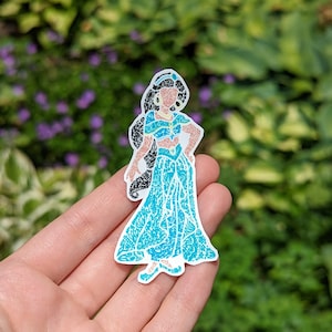 Floral Jasmine Sticker/ Jasmine, Aladdin silhouette Sticker/ Disney Sticker/ Water-resistant Laptop, Water Bottle, Hydro Flask Sticker