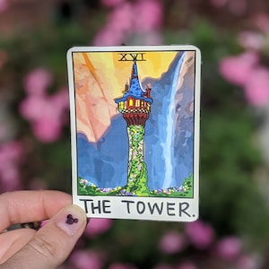 Verworrene Disney Tarot Aufkleber / Rapunzels Turm Tarot Karte / Disney, Pixar Aufkleber / Wasserfester Laptop, Wasserflaschenaufkleber