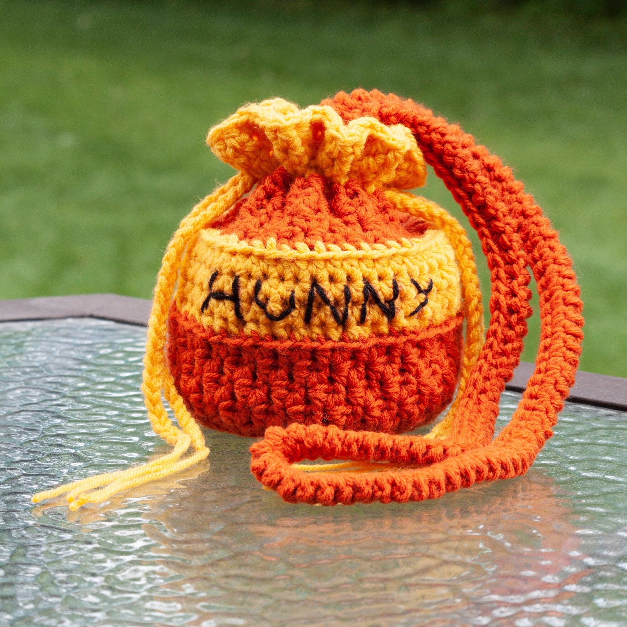 Orange Red Winnie the Pooh Honey Pot Bag / Handmade Crochet 