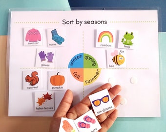 Sort by seasons busy book page for kids, homeschool education, interactive learning, Montessori education material, INSTANT DOWNLOAD