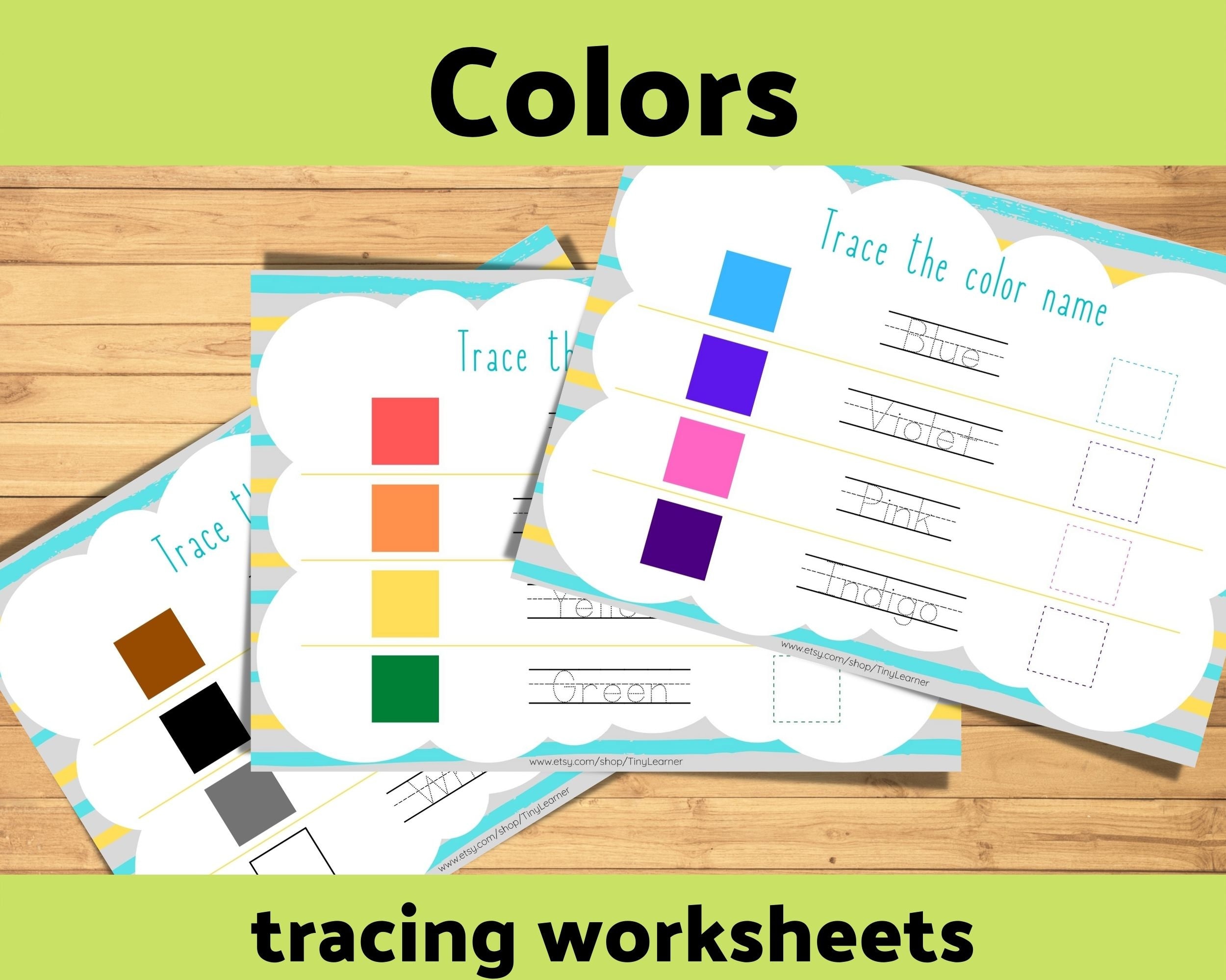 colors tracing printable worksheet for toddler preschooler and etsy canada