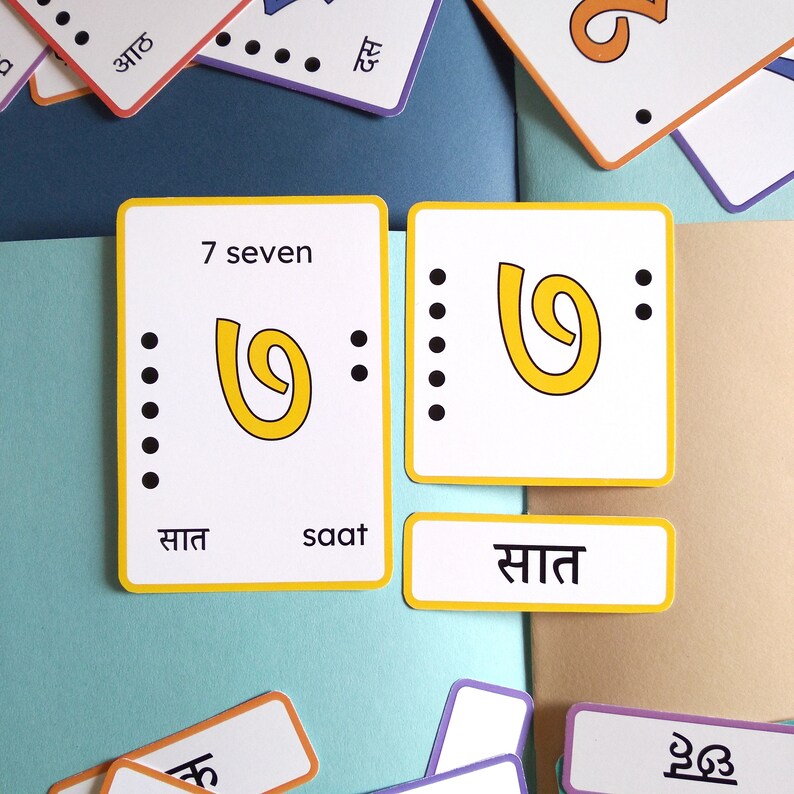 Hindi Number Flashcards Printable, Hindi English Bilingual Number