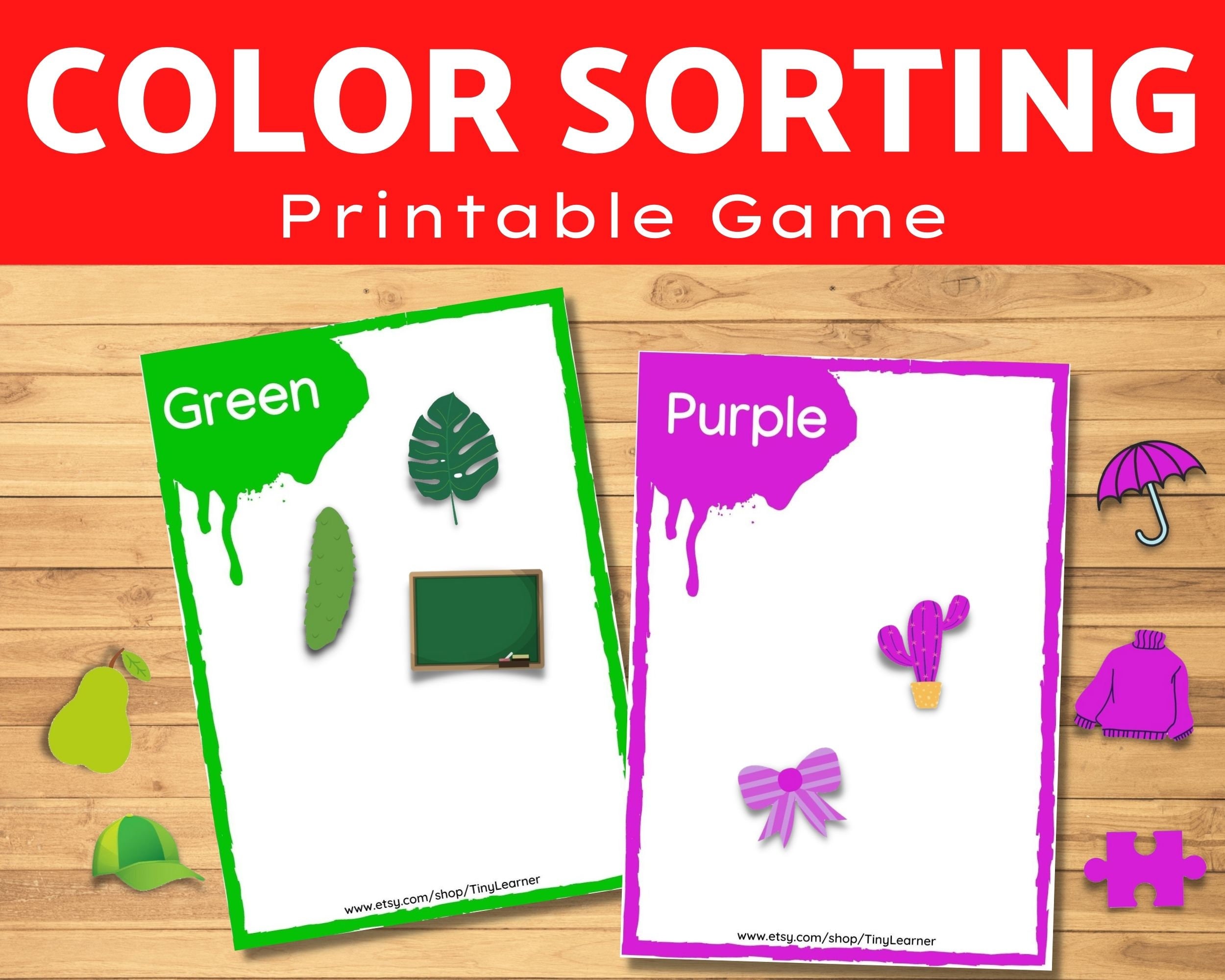 Color sorting printable game for preschoolers and Etsy