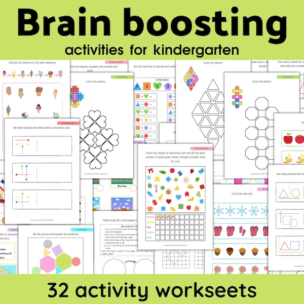 Brain boosting activities for kids, brain games, interactive learning, homeschool education, INSTANT DOWNLOAD
