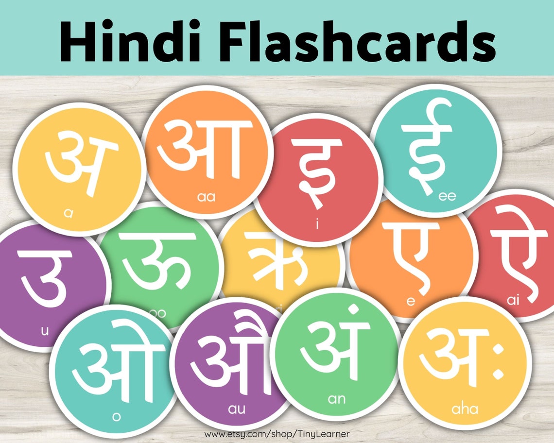 Hindi Alphabet and Numbers Flashcards Swar Flashcards Etsy UK