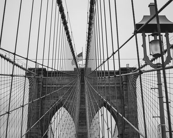 ブルックリン橋 | NYC | デジタル画像プリント | 橋 | 白黒 | 即時ダウンロード | 都市写真 | ウォールアート画像