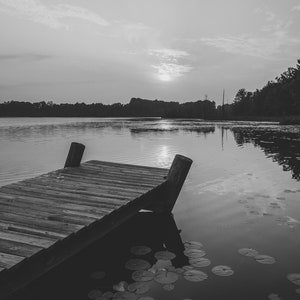 Sunset | Deck | Lake | Summertime | Michigan | Black White | Digital Print | Nature & Landscape Photography | Wall Art | Download | Print