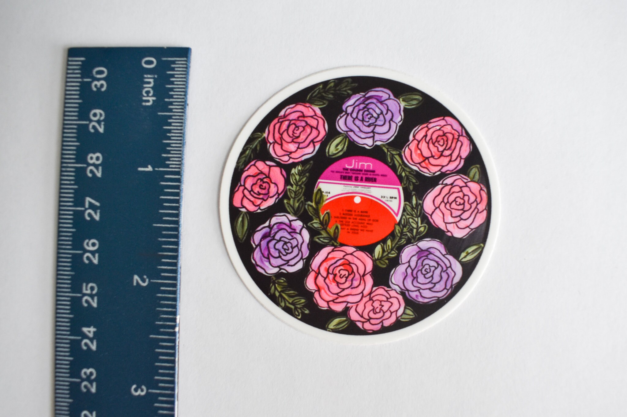 Vinyl Sticker Vinyl Record Rose Pink Painting 2.5 Etsy