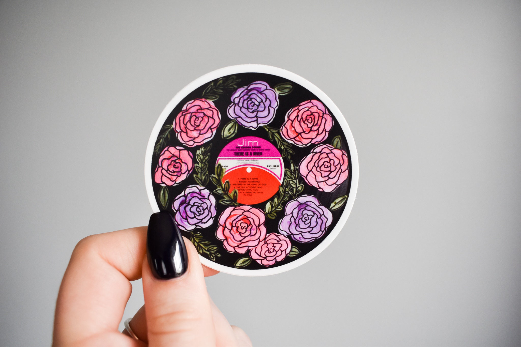 Vinyl Sticker Vinyl Record Rose Pink Painting 2.5 Etsy