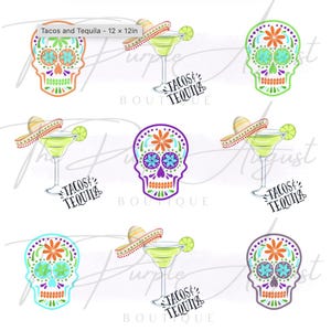 Cinco De Mayo Skulls Tacos and Tequila PNG