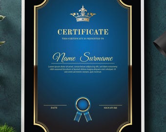Editable Certificate Template PDF| EPS| Ai, Diploma, Award, Achievement
