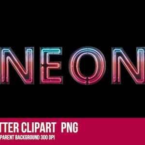 Neon Light alphabet, Neon light Letters, PNG image clipart bundle pack