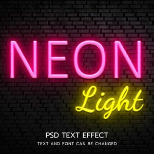 PSD Neon Text Effect | Custom Text | 3D Text | 3D font | Text Effect | Text Style