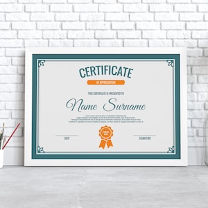 Certificate of Appreciation, Certificate Template, Blank Certificate Template, Printable Award Certificate