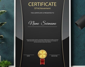 Editable Certificate Template PDF| EPS| Ai, Diploma, Award, Achievement