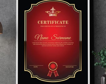 Editable Certificate Template PDF| EPS| Ai, Diploma, Award, Achievement