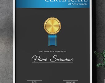 Editable Certificate Template PDF| EPS| Ai, Diploma, Award, Achievement