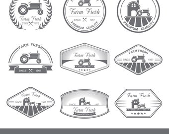 Conjunto de logotipos retro de granja fresca, Farm Fresh LogoSVG, Farm Fresh PNG, Farm Fresh PDF, Farm Fresh Bundle