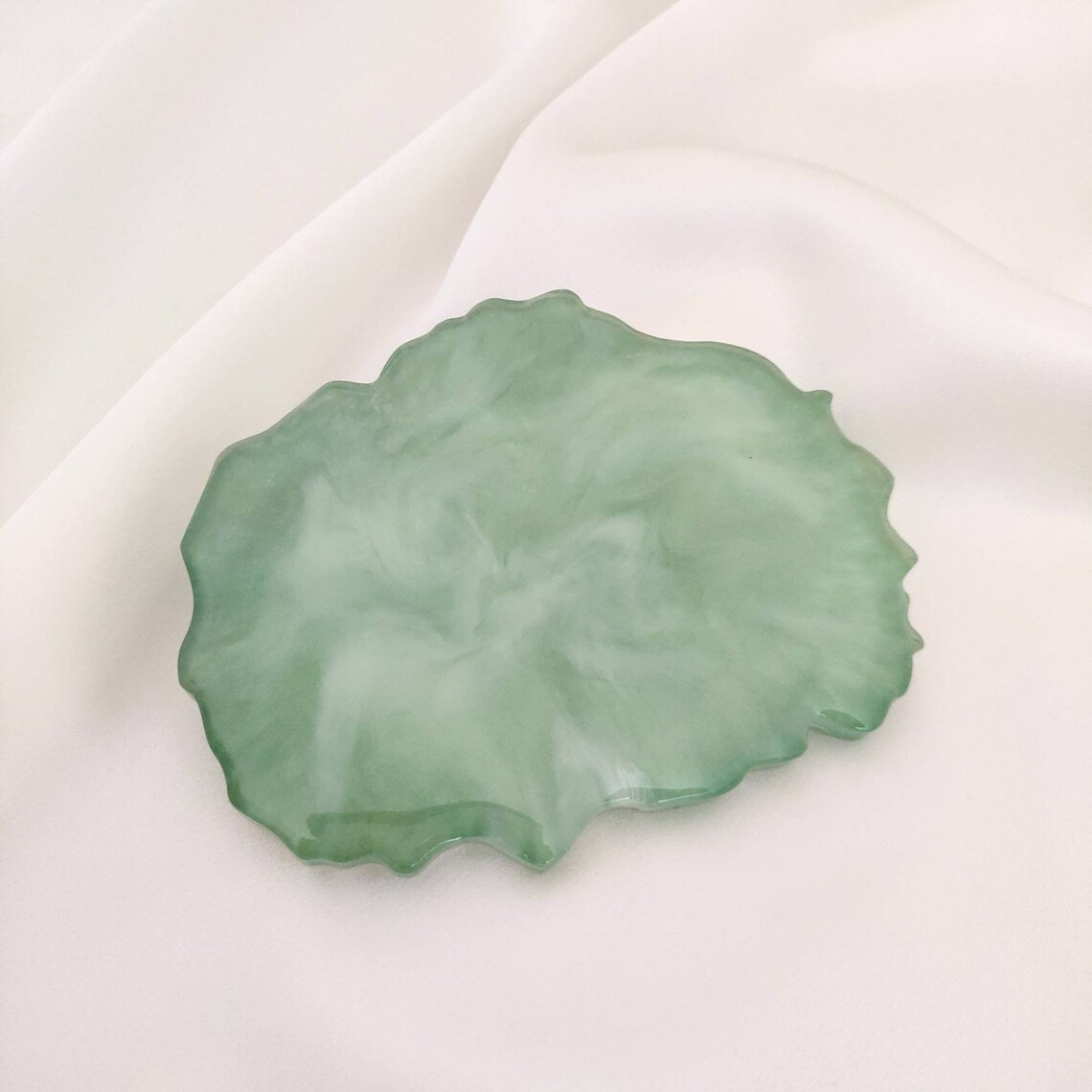 Sage Green and White Marble Effect Resin Coasters Etsy
