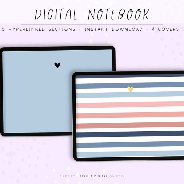 Horizontal Digital Notebook Covers for Planners and Notebooks | Goodnotes | Notability | Instant Download