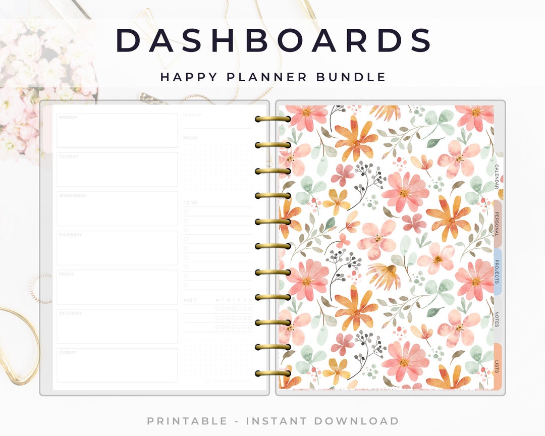 Happy Planner Dashboards, Planner Dividers, Cover Sheets, Printable for ...