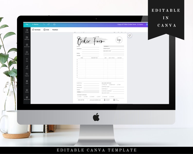 Canva Template for Shop Order Template Customizable Purchase Etsy