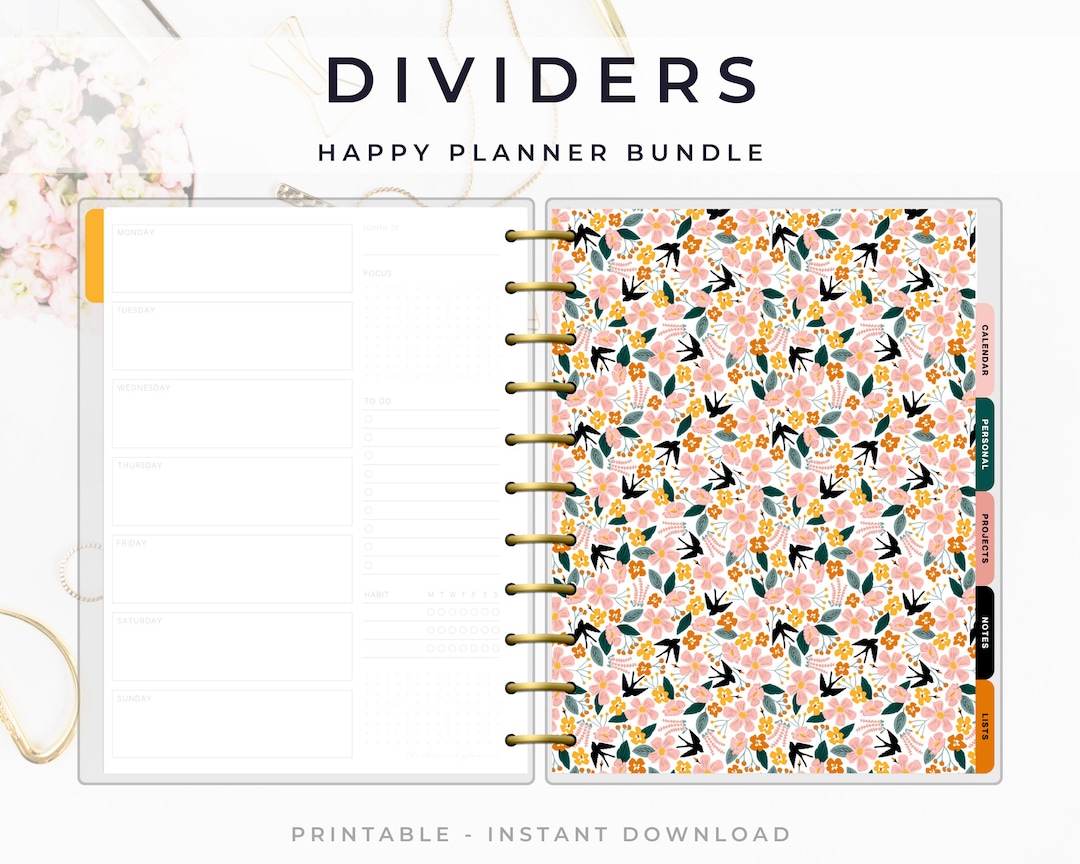 Happy Planner Dashboards, Planner Dividers, Cover Sheets, Printable for ...