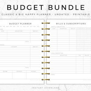Printable Budget Planner, Finance Planner, Monthly Financial Budget, Tracker, Classic Happy Planner, Saving Tracker, Paycheck, HPA001