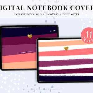Goodnotes Notebook Cover Horizontal Digital Planner for iPad Composition Landscape Lined Paper Digital Composition Notebook Notability Cute
