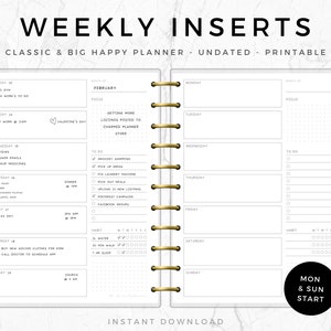 Weekly Planner, To Do List, Daily Planner, Weekly Chores, Habit Tracker, Classic Happy Planner, HP, PDF Printable Inserts, Essentials,HPB001