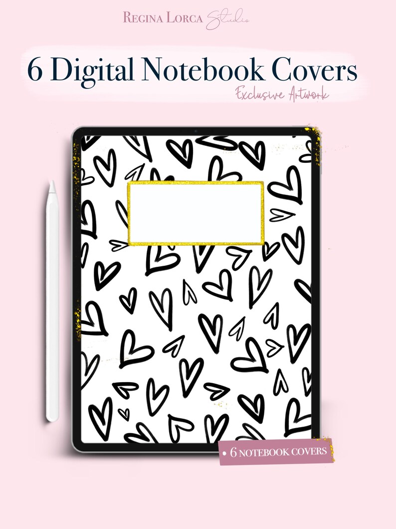 Black and White Notebook Covers 6 cute digital notebook | Etsy