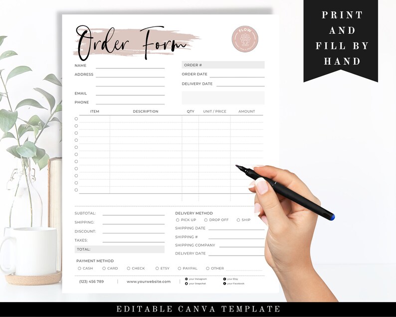 Canva Template for Shop Order Template Customizable Purchase Etsy