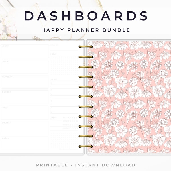 Happy Planner Dashboards, Planner Dividers, Cover Sheets, Printable For Planners & Journals, Cute Planner, Happy Planner Insert, DB005