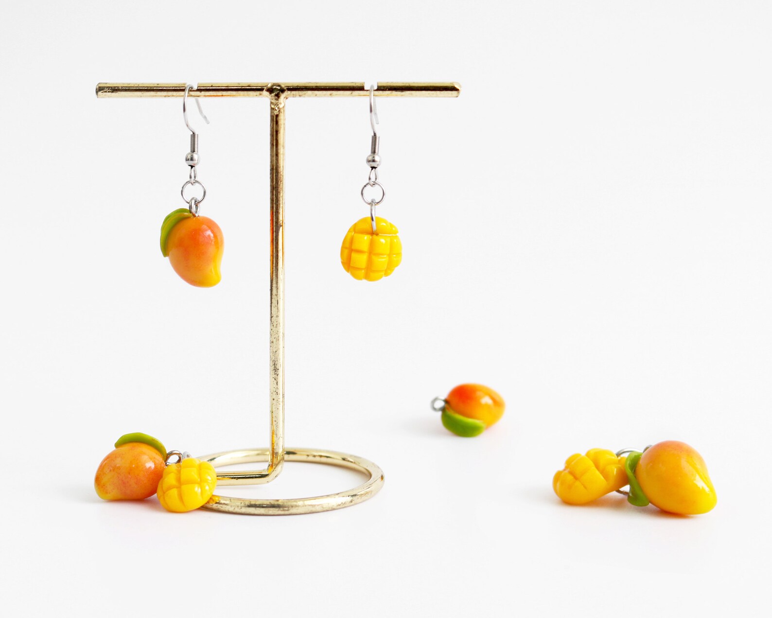 Realistic Clay Mango Earrings Mango Dangle Jewelry Food Mango Etsy
