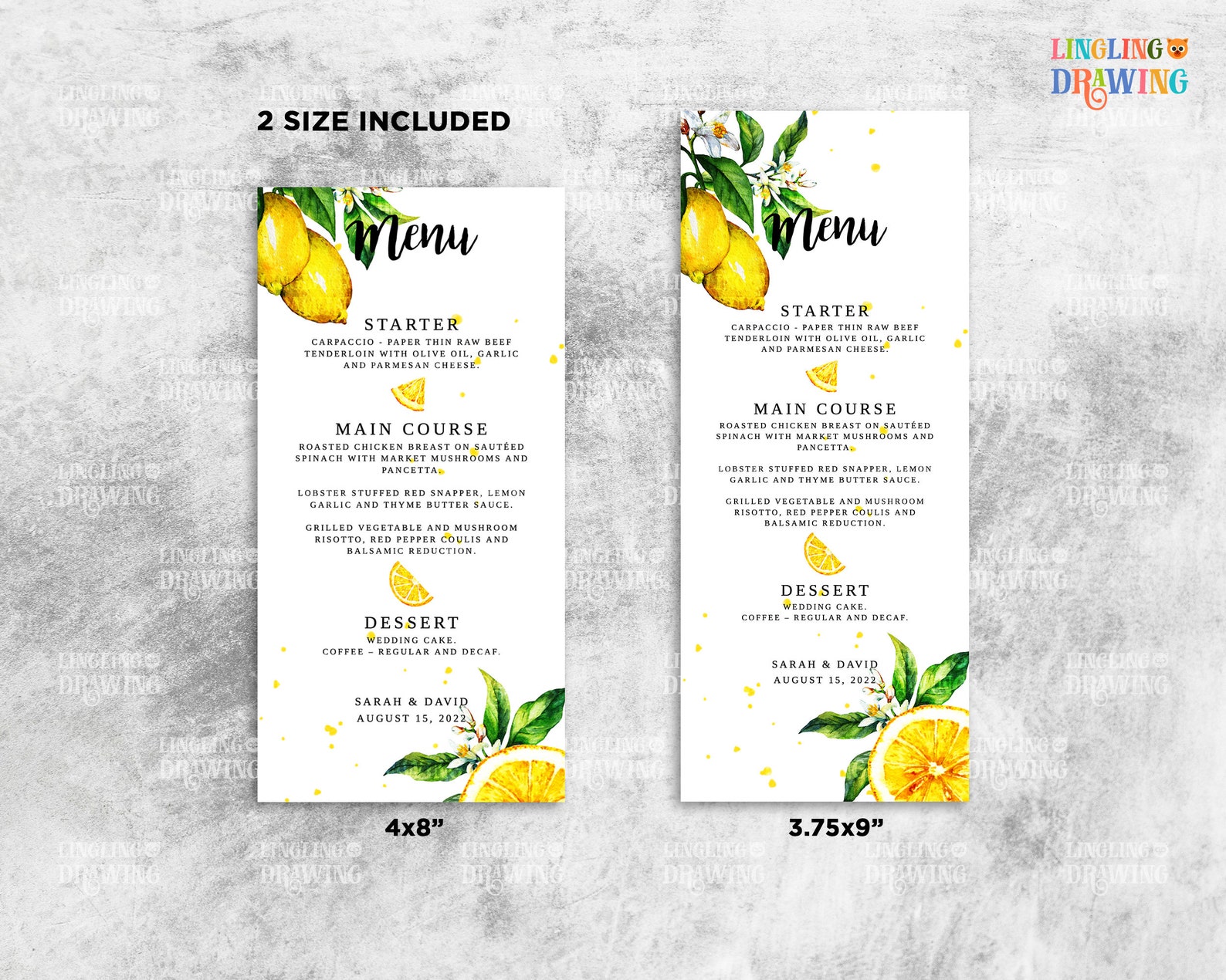 LEMON Editable Menu Template Citrus Menu Card Lemon Menu | Etsy