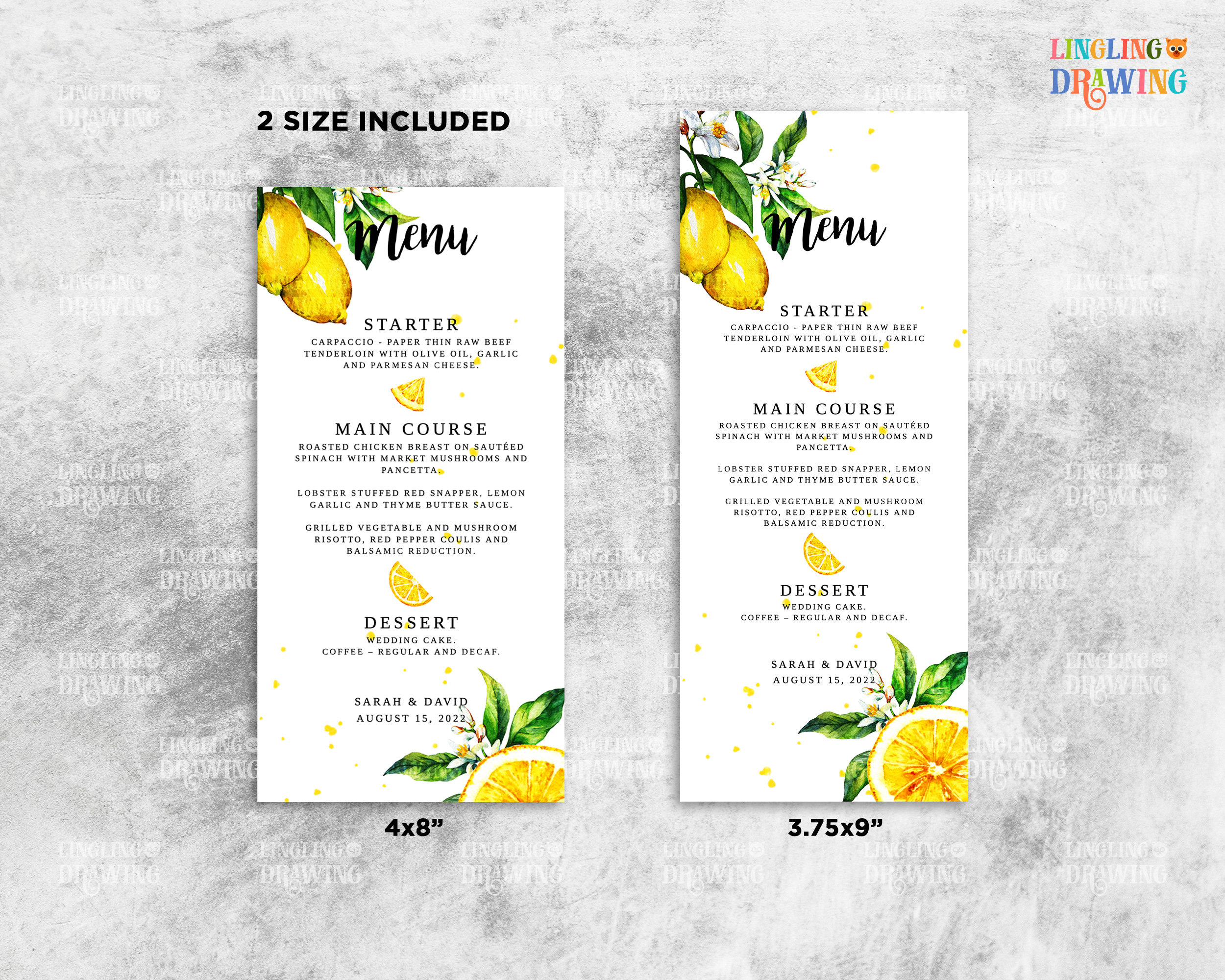 LEMON Editable Menu Template Citrus Menu Card Lemon Menu Etsy