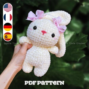 No-sew Bunny Crochet Pattern, Long Ears Bunny, Floppy Ears Bunny, Amigurumi Bunny PDF Pattern, Rabbit Plushie Crochet Pattern