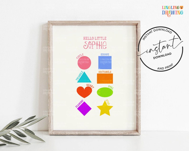 Printable Poster NSR Baby Custom Name Print Woodland Wall Art Set Of 3 Alphabet Animals Animal numbers Print Shape Poster Nursery
