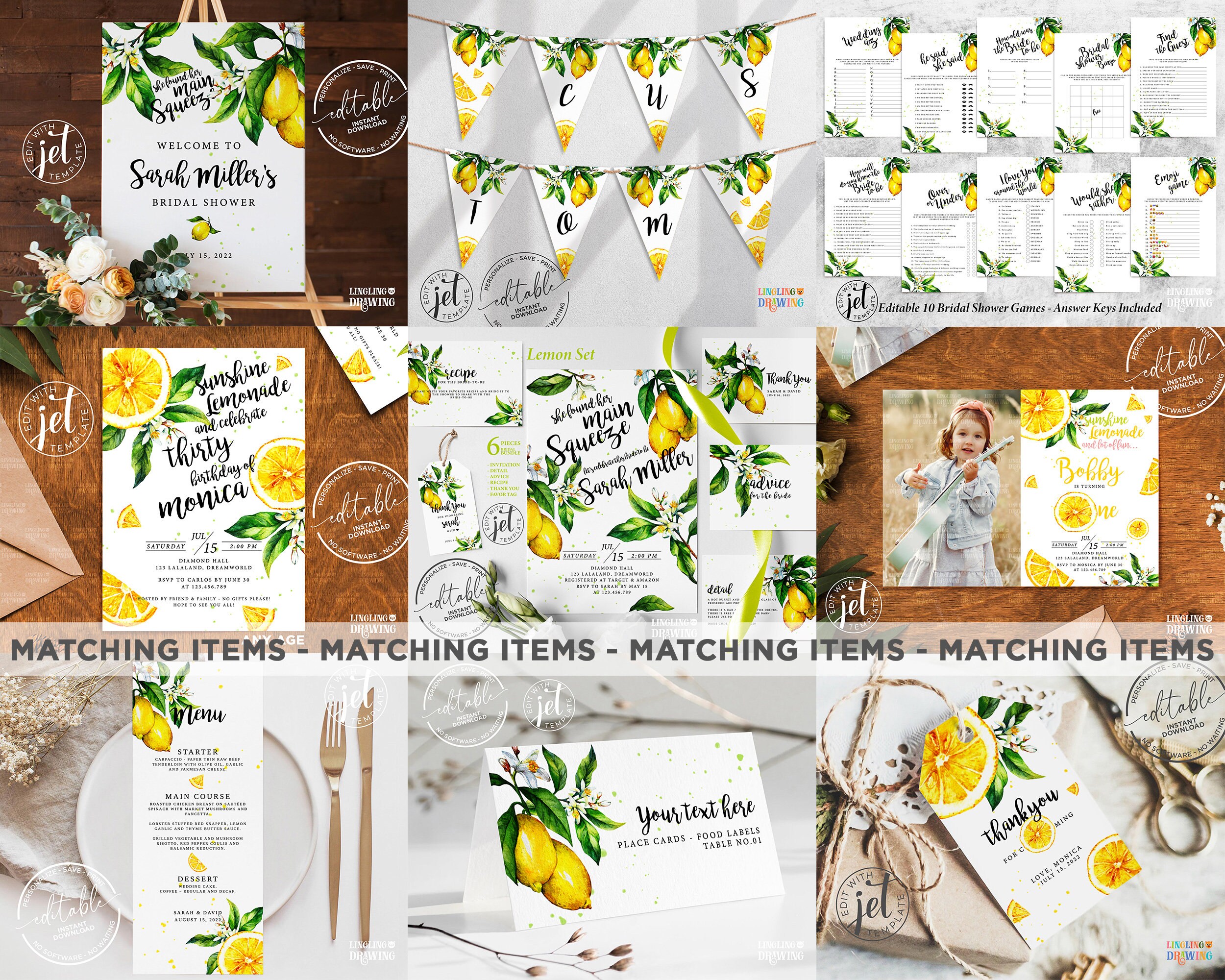 LEMON Editable Menu Template Citrus Menu Card Lemon Menu Etsy
