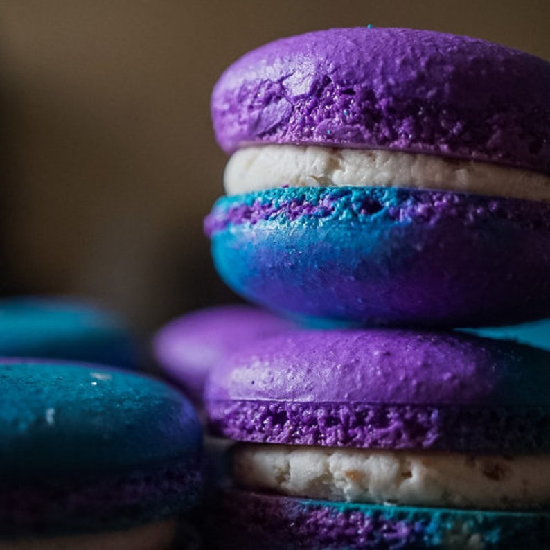 Earl Grey French Macarons Blue Party Dessert Table & Favors Etsy