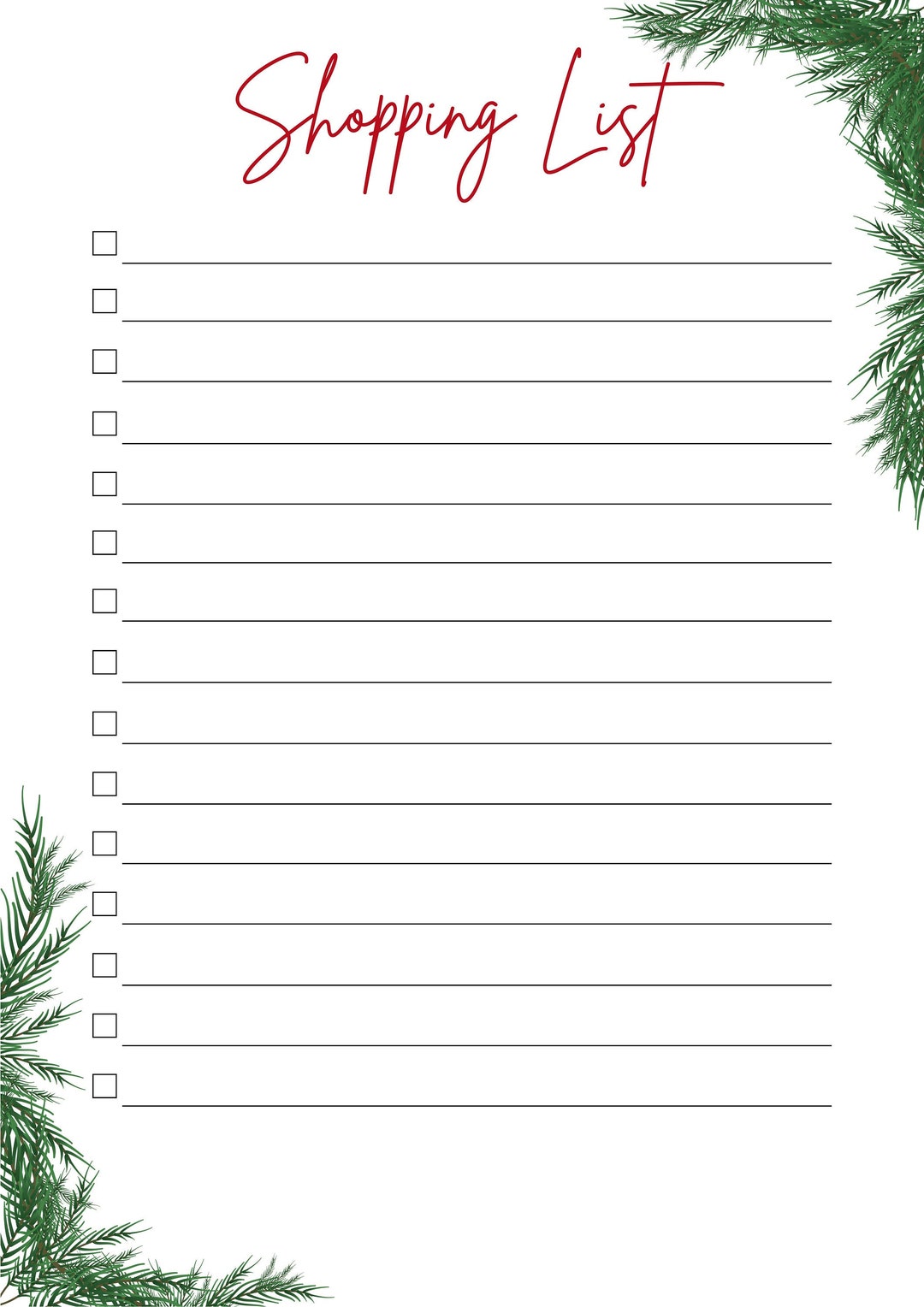 Christmas Shopping List - Instant Download - Printable - Etsy