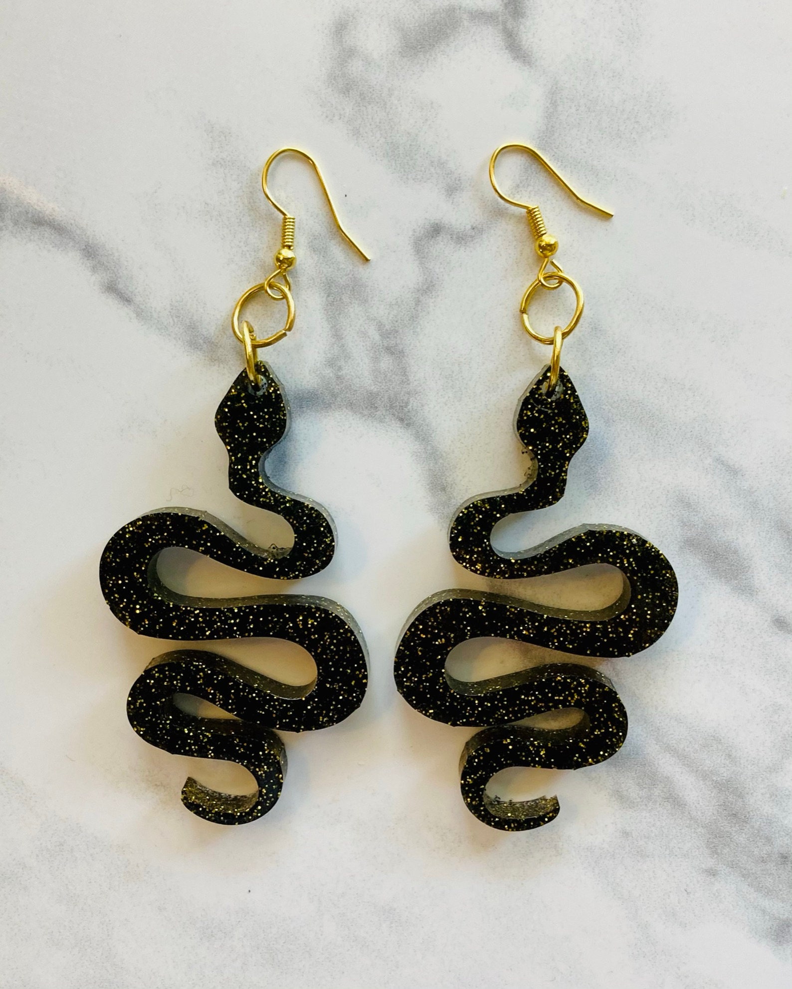 Handmade Resin Snake Earrings Customizable Etsy