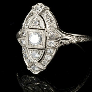 Anillo de diamantes Art Deco para mujeres, joyería antigua de boda para novia, anillo de cena de pastillas, joyería hecha a mano, anillo ocasional, anillo de estilo vintage