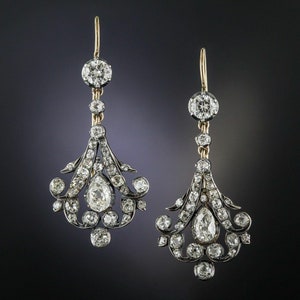 Antique Diamond Drop Earrings Long Ear Drops Victorian - Etsy
