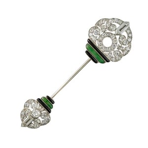 Circa 1925&#39;s Retro Vintage Style Brooch, Antique Art Deco Brooch, Round & Baguette Cut CZ Stone Wedding Brooch, Anniversary Gift Brooch