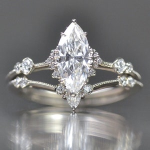 Marquise Cut CZ Stone Engagement Ring, Wedding Proposal Ring, 925 Silver & Gold Promise Ring, Anniversary Gift Ruing For Wife, Unique Ring