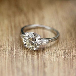 Old European Cut With Tapper Baguette Cut Diamond Ring, Minimalist ...