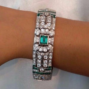 Edwardian Style Tennis Bracelet, Multi Shape CZ Stone Art Deco Inspired Bracelet, 925 Silver Gemstone Bracelet, Women&#39;s Party Wear Bracelet