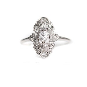 Vintage Engagement Diamond Ring, Women's Diamond Antique Ring, Old Edwardian DIamond Ring, Vintage Dinner Ring For Women, Trendy Ring