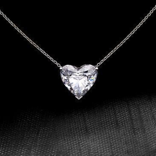 Lovable Heart Shape Necklace, 9MM Heart Cut Diamond Necklace, Women's Solitaire Necklace, Anniversary Gift, Daily Wear Necklace For Her